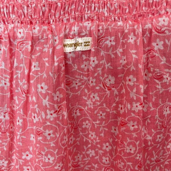 Billabong x Wrangler Carefree Top Womens Medium Floral Ruffled Smocked Prairie - Picture 8 of 14